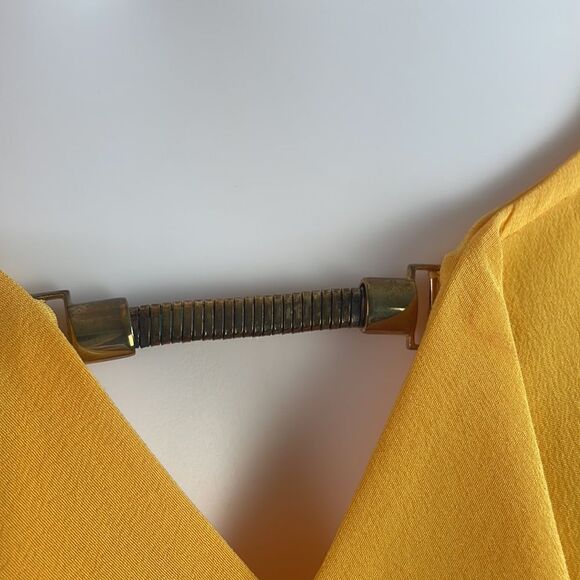 Escada Yellow Silk Riffle Front Blouse - Picture 5 of 8